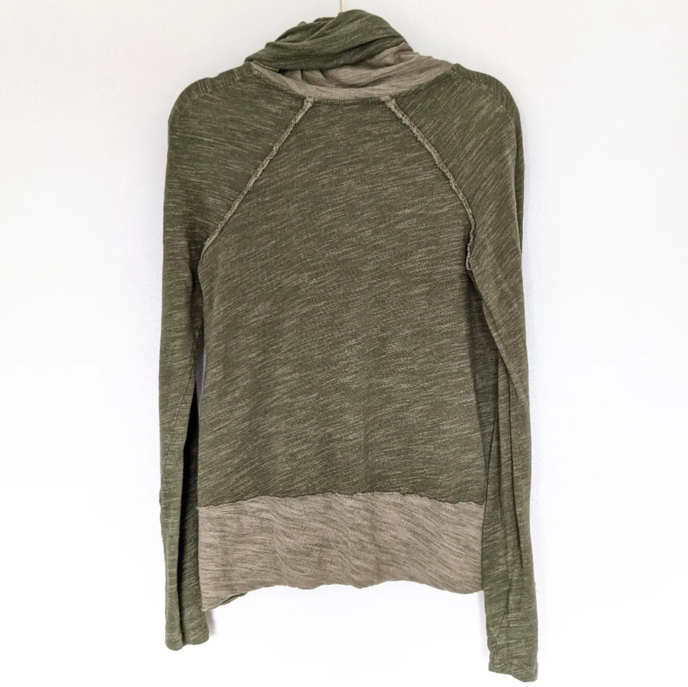 Free People Beach Cocoon Top One Body Funnel Neck Top Rolled Hem  Green - Picture 5 of 16